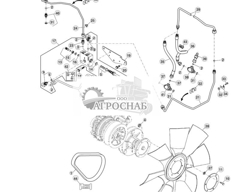 Клапан управления и трубопроводы, регулируемая скорость, двигатель объемом 9,0 L (22) - ST75538 335.jpg